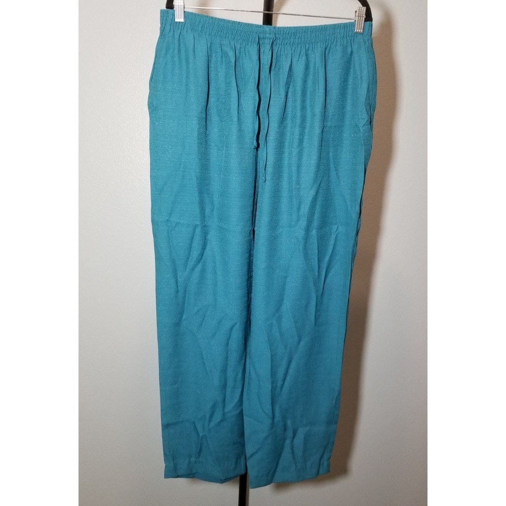 Alfred Dunner Womens Size 18W Teal Pants Retro Coastal Minimalist Cottage City